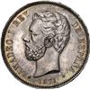 Image 1 : SPAIN, Madrid, proof 5 pesetas, Amadeo I, 1871 SD-M, 18-71 inside stars, very rare, NGC PF 64, "top 