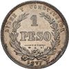 Image 2 : URUGUAY, struck in Paris, 1 peso, 1877-A, NGC UNC details / cleaned.