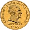 Image 1 : URUGUAY, struck in London, gold off-metal proof pattern 2 centésimos, 1960, Artigas, NGC PF 63.