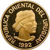 Image 1 : URUGUAY, struck in Santiago, gilt brass off-metal proof 1 gaucho, 1992, very rare, NGC PF 68 Ultra C