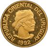 Image 1 : URUGUAY, struck in Santiago, gilt brass off-metal proof ½ gaucho, 1992, very rare, NGC PF 62 Ultra C