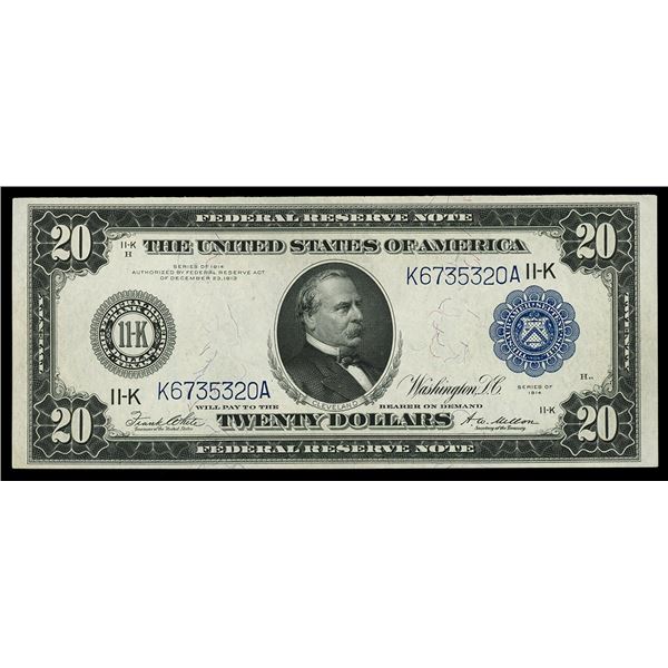 UNITED STATES, $20 Federal Reserve Note, series of 1914, serial K6735320A, White-Mellon.