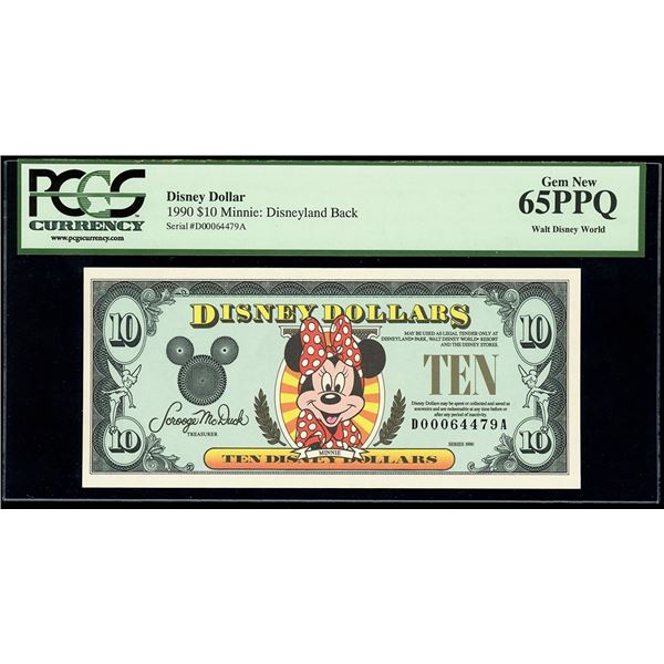 UNITED STATES, 10 Disney dollars, 1990, D00064479A, Minnie Mouse / Disneyland, PCGS Currency Gem New
