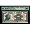 Image 1 : HONDURAS, Banco de Honduras, 10 pesos specimen, 1-10-1913, series A, PMG Gem UNC 66 EPQ, "top pop."