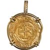 Image 1 : SPAIN, Seville, gold 1 escudo, Charles-Joanna, assayer * to left, mintmark S to right, mounted cross