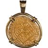 Image 2 : SPAIN, Seville, gold cob 1 escudo, Philip II, assayer Gothic D to right, mintmark S to left, mounted