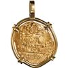 Image 2 : SPAIN, Seville, gold cob 2 escudos, Philip III or IV, assayer not visible, mounted cross-side out in