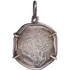 Image 2 : BOLIVIA, Potosí, cob 4 reales, 1617 (M), Grade 2, ex-Atocha (1622), mounted cross-side out in silver