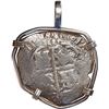Image 1 : BOLIVIA, Potosí, cob 8 reales, 1667 E, ex-Consolación (1681), mounted pillars-side out in silver pen