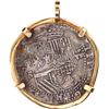 Image 2 : BOLIVIA, Potosí, cob 8 reales, Philip II, assayer B (3rd period), mounted cross-side out in 18K gold