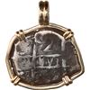 Image 2 : BOLIVIA, Potosí, cob 2 reales, 1762 (V)-Y, mounted in 14K gold pendant with fixed bail