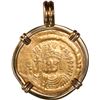 Image 1 : BYZANTINE EMPIRE, Constantinople mint, 4th officina, AV solidus, Maurice Tiberius, 582-602 AD, mount