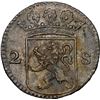 Image 1 : NETHERLANDS (United), Holland, 2 stuivers, 1724, NGC UNC details / saltwater damage (Shipwreck Blue 