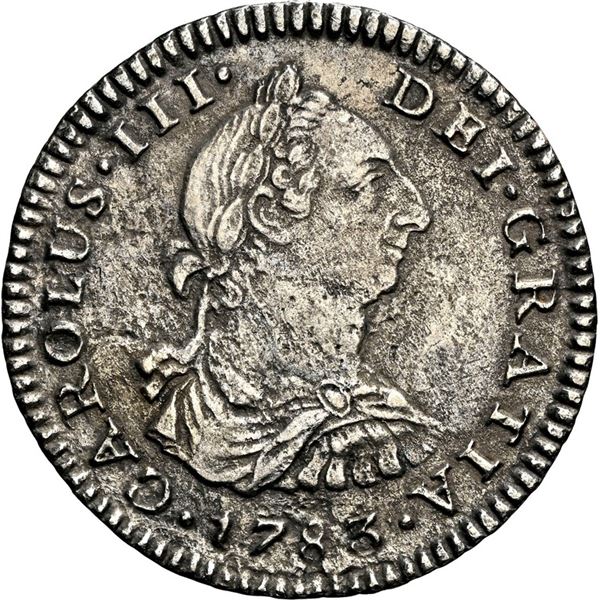 MEXICO, Mexico City, bust 1 real, Charles III, 1783 FF, NGC XF details / sea salvaged (El Cazador Sh