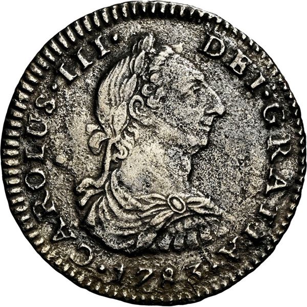 MEXICO, Mexico City, bust 1 real, Charles III, 1783 FF, NGC XF details / sea salvaged (El Cazador Sh