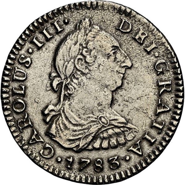 MEXICO, Mexico City, bust 1 real, Charles III, 1783 FF, NGC XF details / sea salvaged (El Cazador Sh