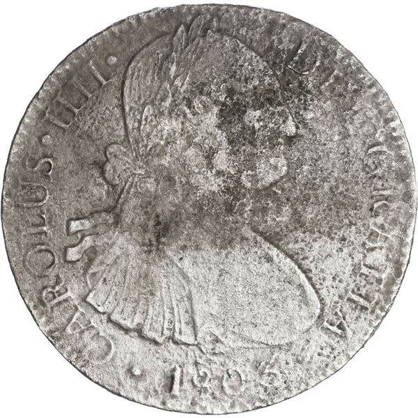 MEXICO, Mexico City, bust 8 reales, Charles IV, 1803 FT.