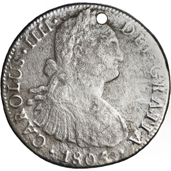 MEXICO, Mexico City, bust 8 reales, Charles IV, 1805 TH.