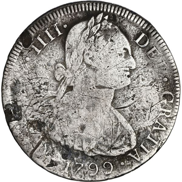 BOLIVIA, Potosí, bust 8 reales, Charles IV, 1799 PP.