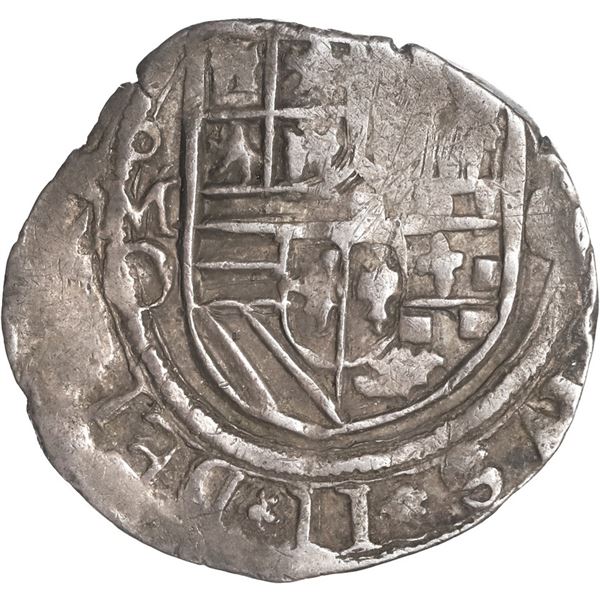 MEXICO, Mexico City, cob 1 real, Philip II, assayer O to right and below mintmark oM to left, ex-Hub