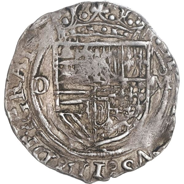 MEXICO, Mexico City, cob 1 real, Philip II, assayer O to left, mintmark oM to right, ex-Hubbard.