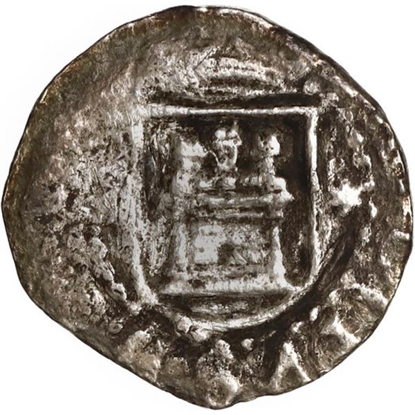 PERU, Lima, cob ¼ real, Philip II, assayer Diego de la Torre, * to right of castle.