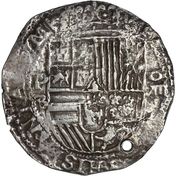 BOLIVIA, Potosí, cob 8 reales, Philip II, assayer B (5th period, borders of x's).