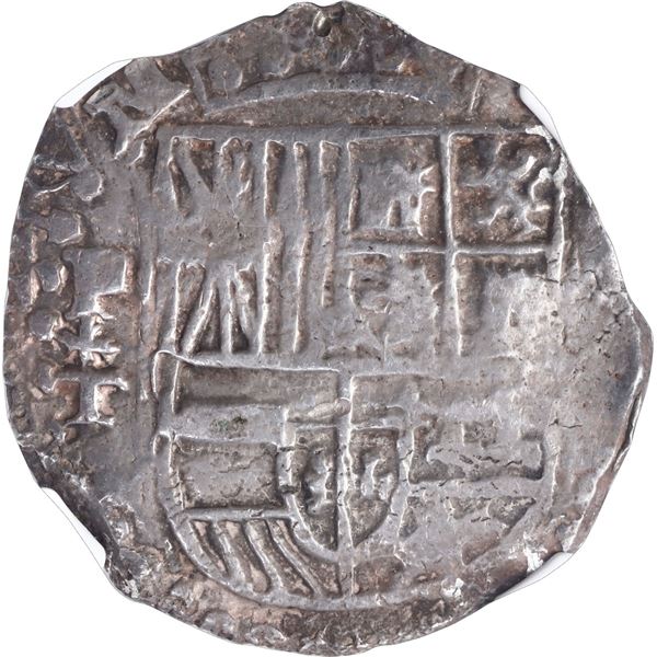 BOLIVIA, Potosí, cob 8 reales, Philip III, assayer T, upper half of shield transposed, NGC VF detail