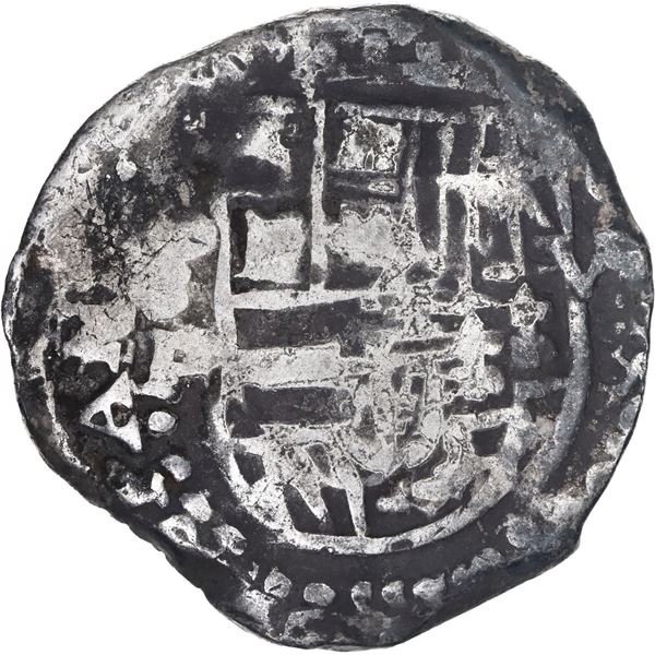 BOLIVIA, Potosí, cob 8 reales, Philip IV, assayer P (1620s), quadrants of cross transposed, "flat" l