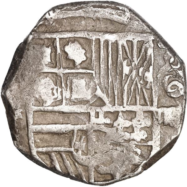 BOLIVIA, Potosí, cob 4 reales, Philip IV, assayer T (mid-1620s), quadrants of cross transposed.