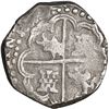 Image 2 : BOLIVIA, Potosí, cob 4 reales, Philip IV, assayer T (mid-1620s), quadrants of cross transposed.