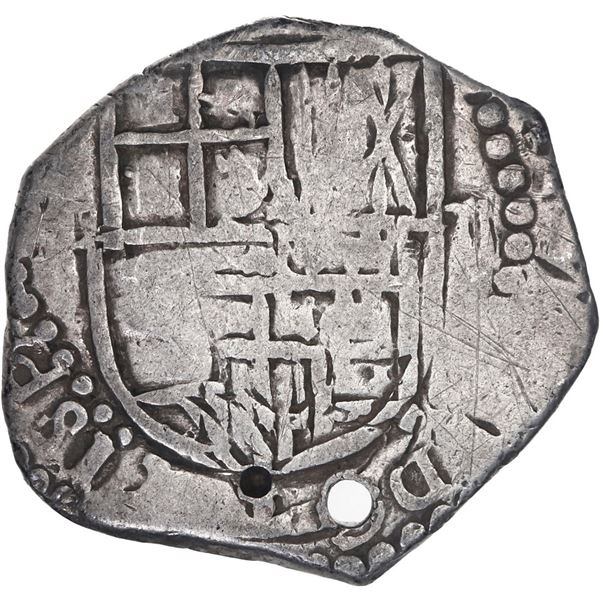 BOLIVIA, Potosí, cob 2 reales, 1617 (M), retrograde 6 in date, rare.