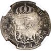 Image 2 : AZORES (under Portugal), 120 reis, GP countermark (1887) on a Seville, Spain, bust 1 real, Charles I