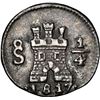 Image 1 : CHILE, Santiago, ¼ real, 1817, NGC AU 50 (Val y Mexía Collection Label).
