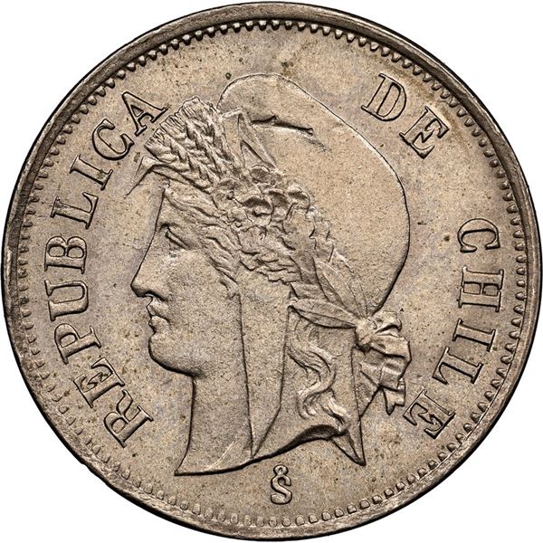 CHILE, Santiago, copper-nickel 1 centavo, 1871, NGC MS 63.
