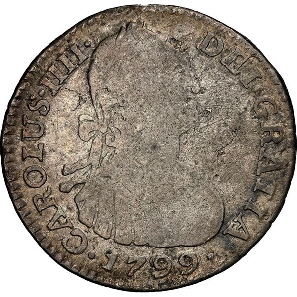 COLOMBIA, Bogotá, bust 1 real, Charles IV, 1799/99 JJ, NGC VG 8, ex-Becerra.