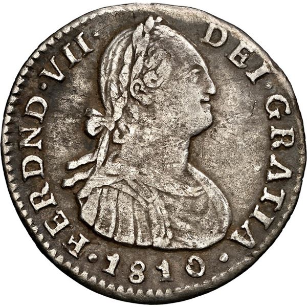 COLOMBIA, Bogotá, bust 1 real, Ferdinand VII, 1810 JF, NGC VF 30, ex-Becerra.