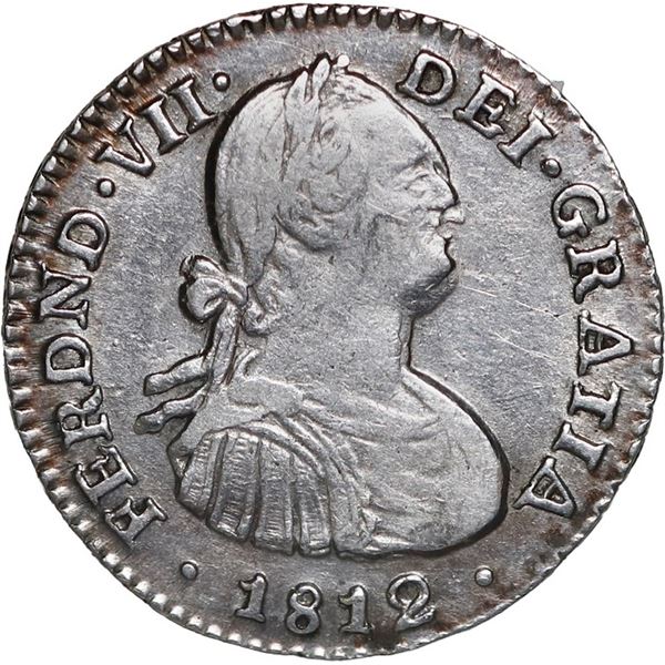 COLOMBIA, Bogotá, bust 1 real, Ferdinand VII (bust of Charles IV), 1812 JF, ex-Becerra.
