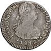 Image 1 : COLOMBIA, Bogotá, bust 1 real, Ferdinand VII (bust of Charles IV), 1818 FJ, NGC VF 25, ex-Becerra.