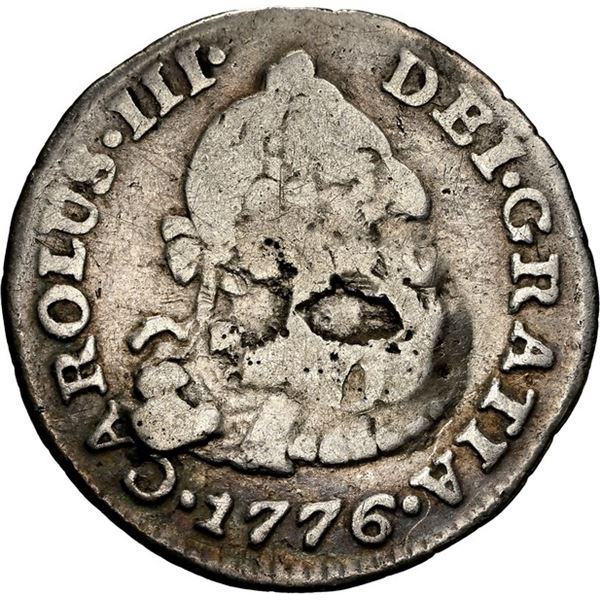 COLOMBIA, Bogotá, bust ½ real, Charles III, 1776 JJ, rare, NGC VG details / mount removed, ex-Becerr