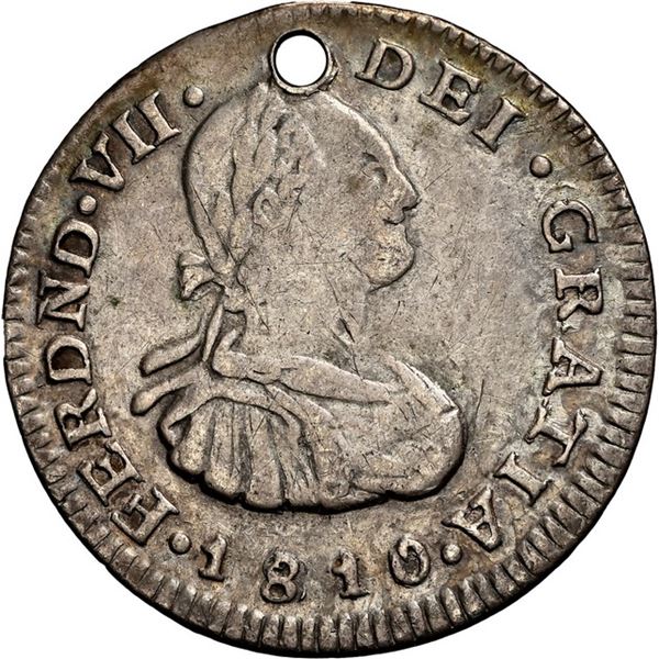 COLOMBIA, Popayán, bust ½ real, Ferdinand VII (bust of Charles IV), 1810 JF, NGC VF details / holed,