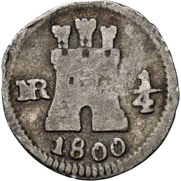 COLOMBIA, Bogotá, ¼ real, 1800, NGC G 4, ex-Becerra.