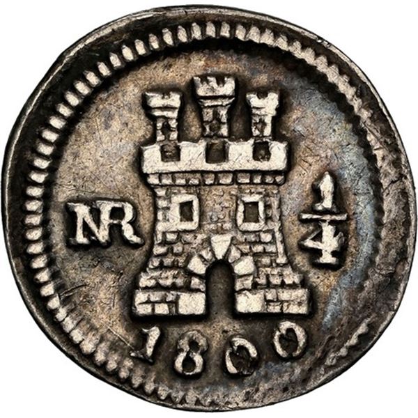 COLOMBIA, Bogotá, ¼ real, 1800/799, NGC XF details / cleaned, ex-Becerra.