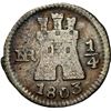 Image 1 : COLOMBIA, Bogotá, ¼ real, 1803, NGC VG 10, ex-Becerra.