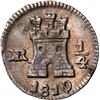Image 1 : COLOMBIA, Bogotá, ¼ real, 1810/09, curved date, NGC XF details / environmental damage, ex-Becerra.