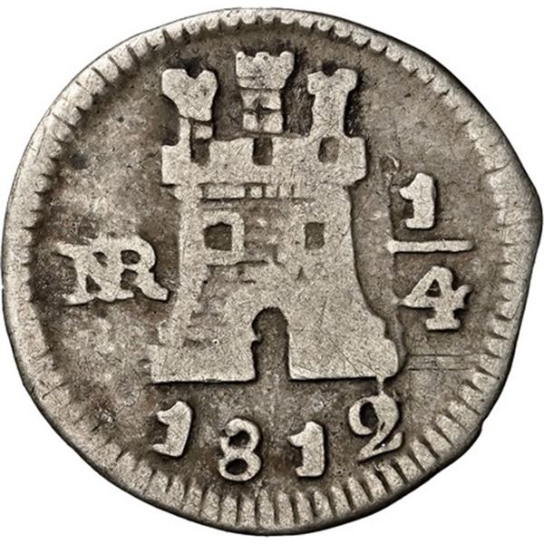 COLOMBIA, Bogotá, ¼ real, 1812, NGC VG 8, ex-Becerra.