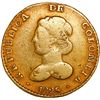 Image 1 : COLOMBIA, Bogotá, gold 2 escudos, 1825 JF, ex-JEAS.