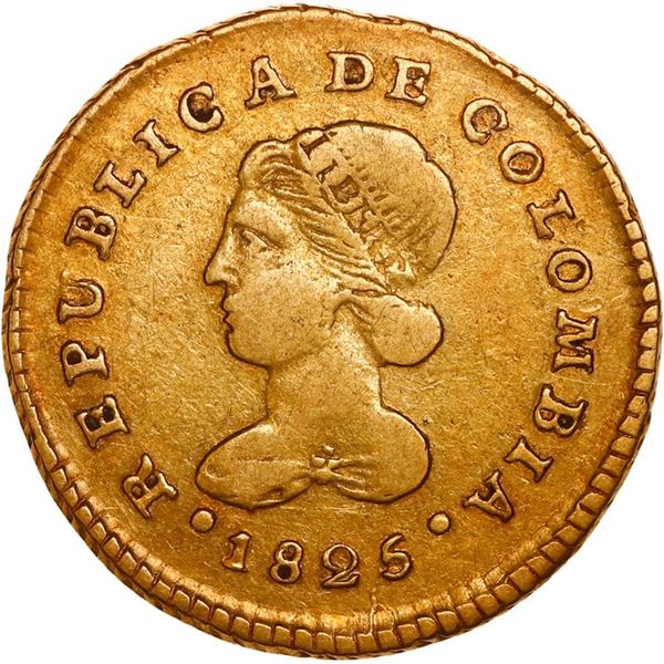 COLOMBIA, Popayán, gold 1 escudo, 1825/4 FM, ex-JEAS.