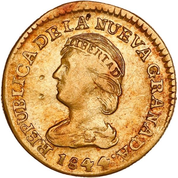 COLOMBIA, Popayán, gold 2 pesos, 1844 UM, ex-JEAS.