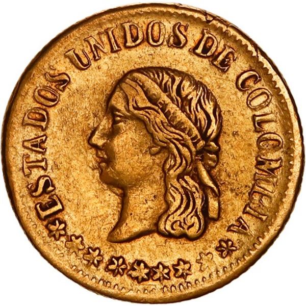 COLOMBIA, Medellín, gold 1 peso, 1863, ex-JEAS.